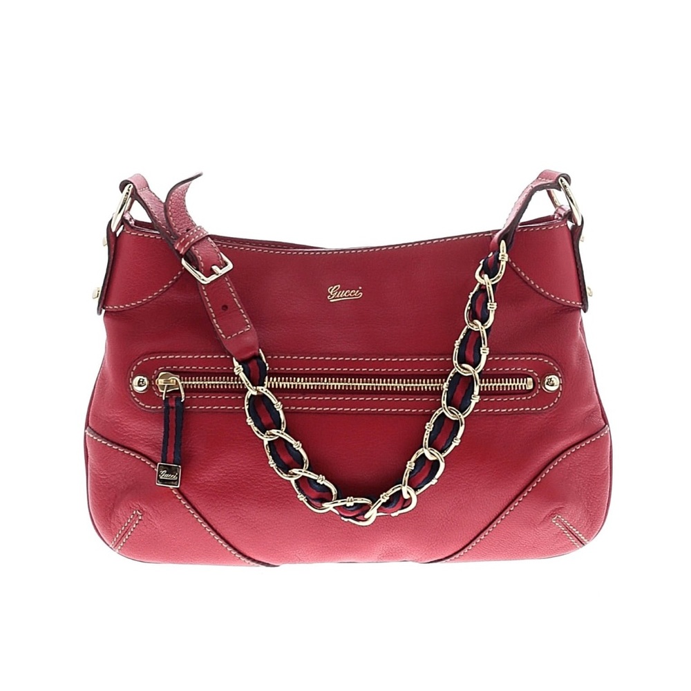 Rare Gucci Sherry Line Red Leather Shoulder Bag